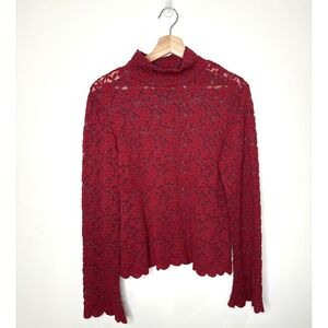 VTG Forenza Top Womens Large Lace Romantic Boho Fairy Flare Sleeve Vamp Feminine